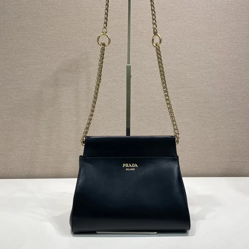 Prada Enchaîné Mini Leather Bag for Women in Black