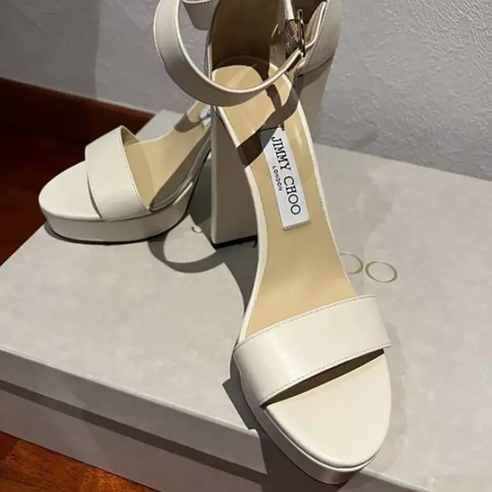 Jimmy Choo Isra 120 Leather Platform Sandals for Women in White