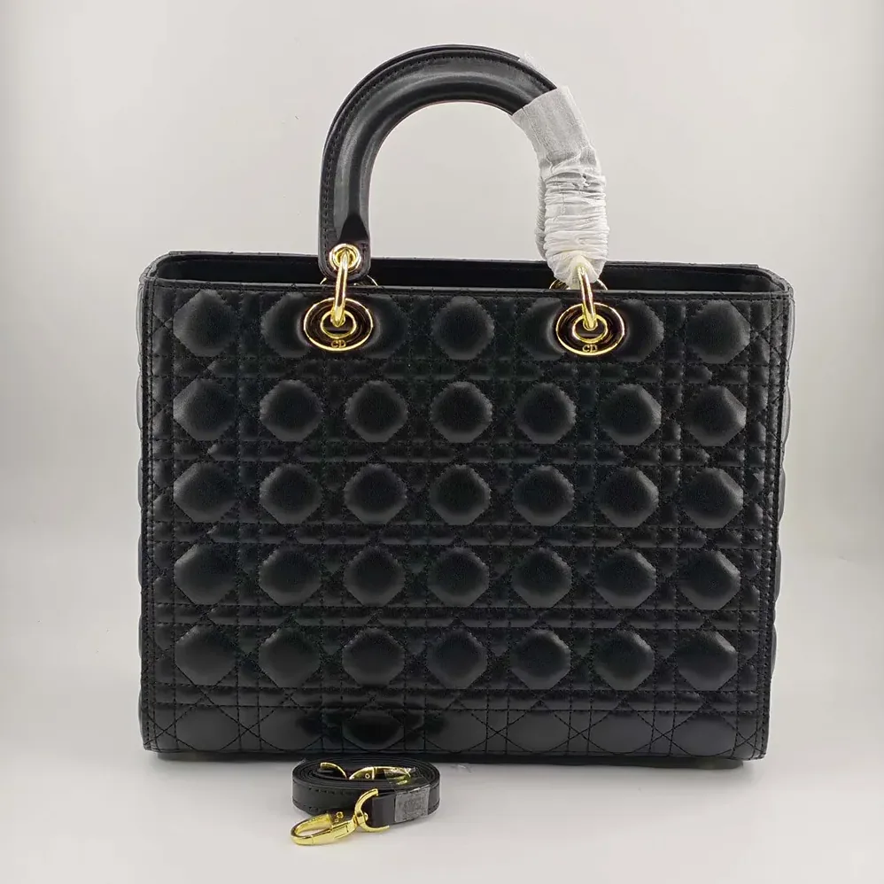 Dior Large Lady Dior Bag Black Cannage Lambskin for Women