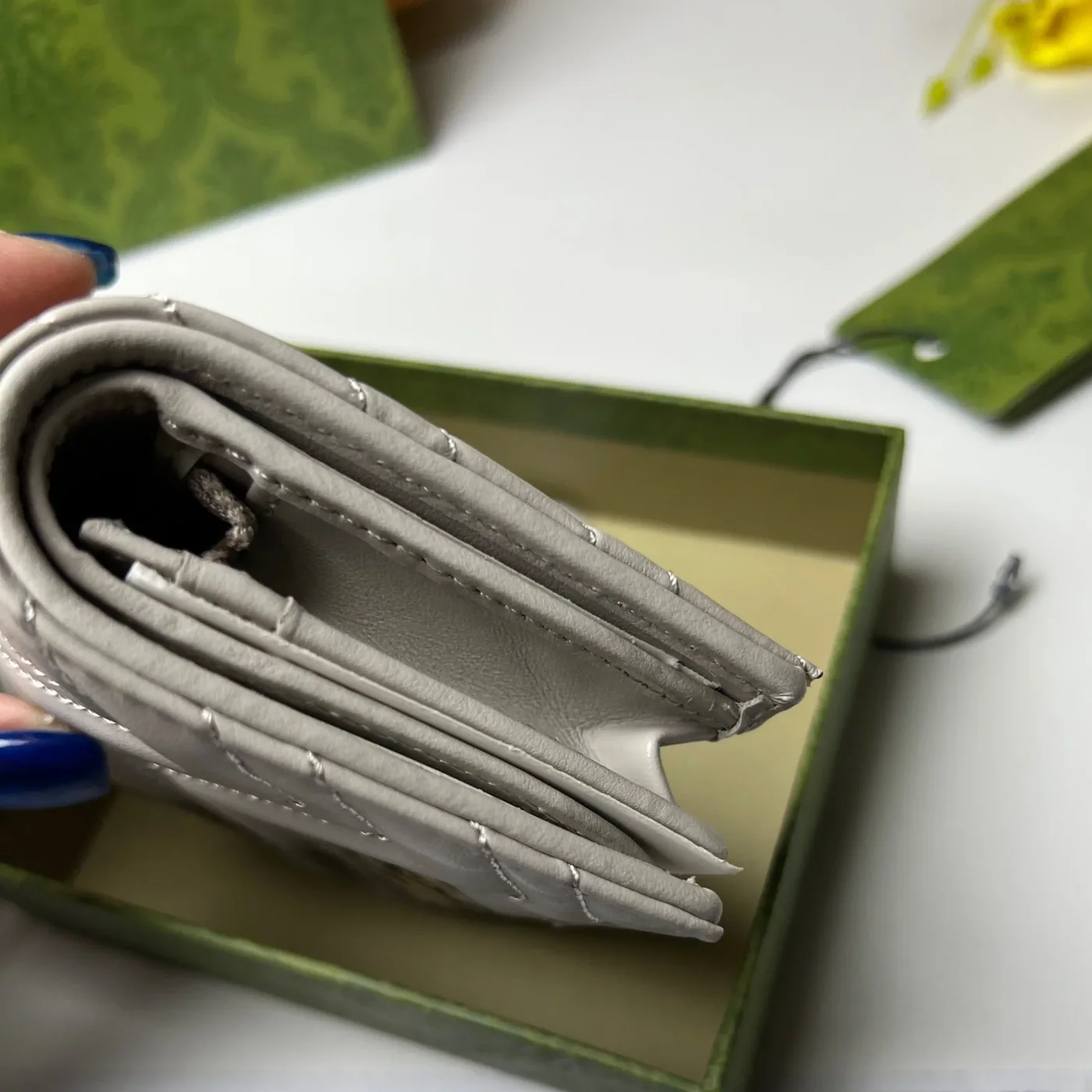 Gucci GG Marmont Card Case Wallet Light Grey For in Women