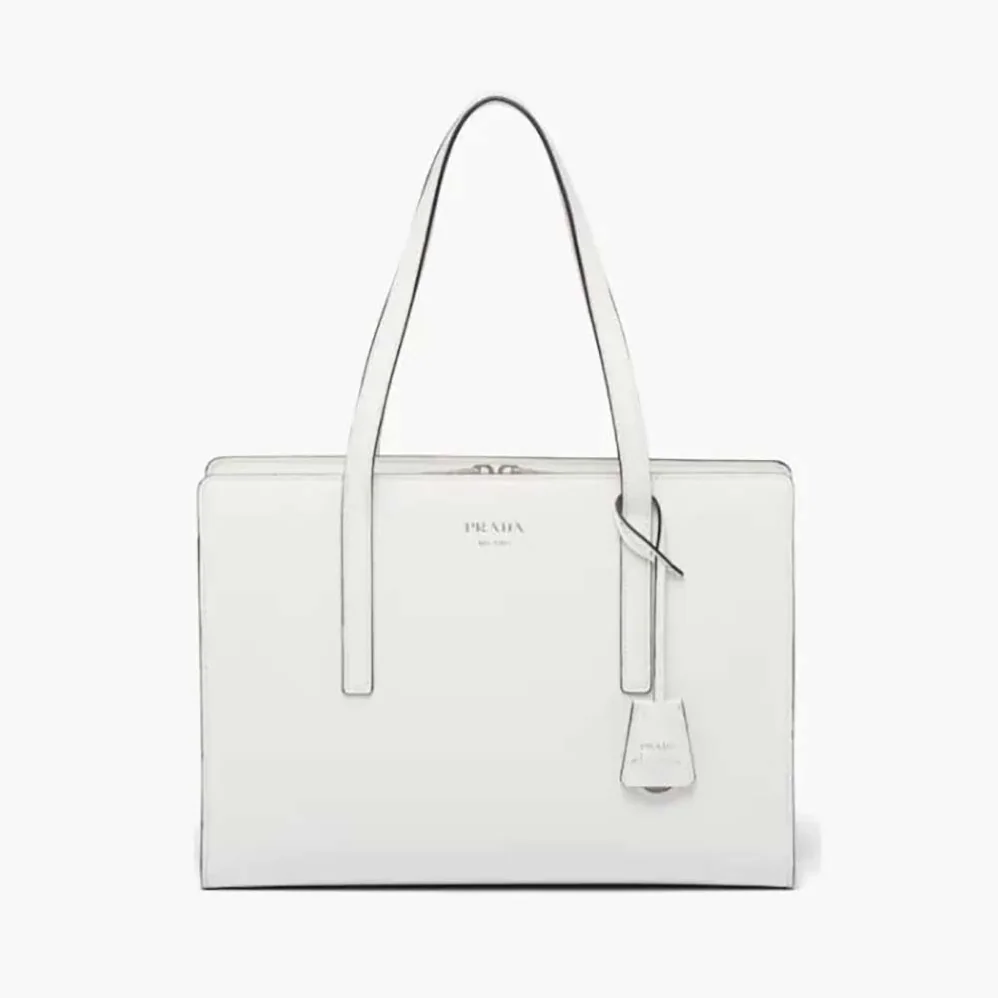 Prada Re-Edition 1995 Brushed-Leather Medium Handbag for Women in White