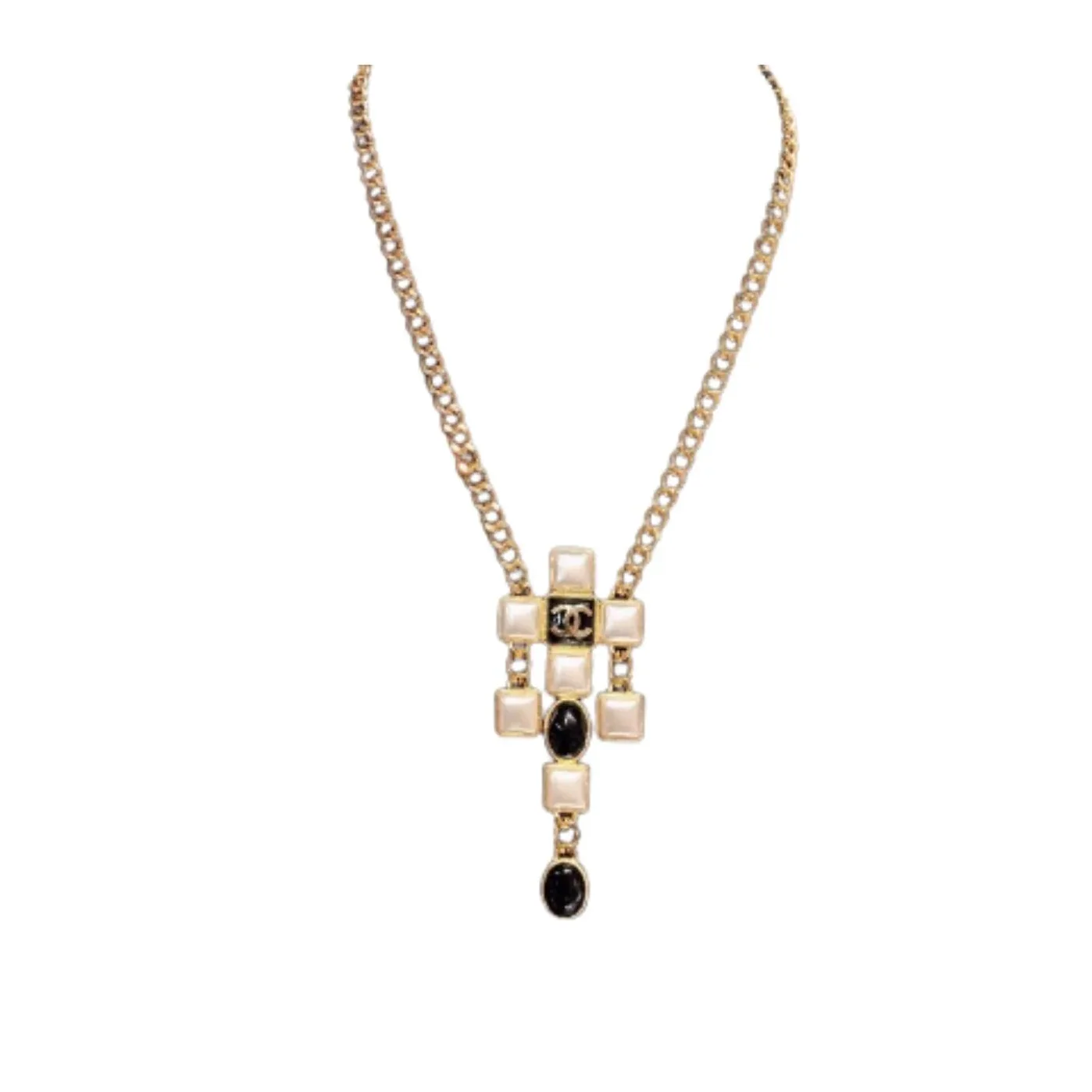Morden Stone Necklace Gold Tone Morden Stone Necklace Gold Tone