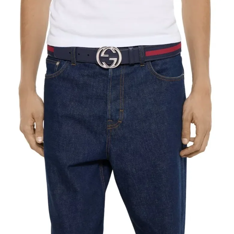 Gucci Reversible Belt With Interlocking G Buckle Blue in Red Gucci Reversible Belt With Interlocking G Buckle Blue in Red