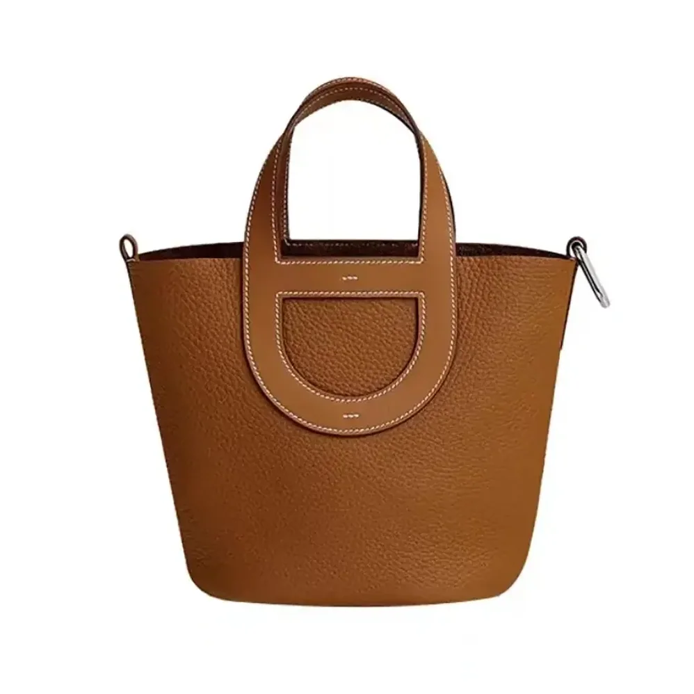Hermes In the Loop 18 Handbag Clemence Leather for Women in Brown/Silver