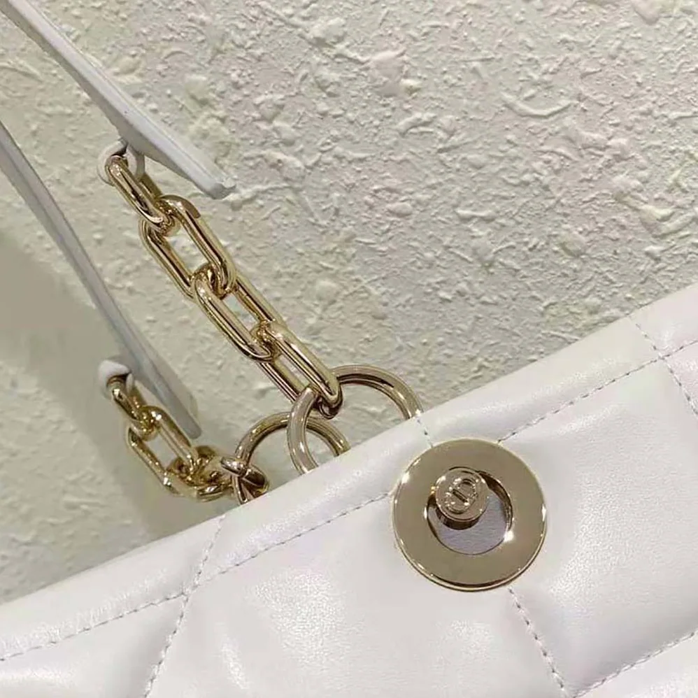 Dior Medium Dior Essential Tote Bag White Archicannage Calfskin for Women