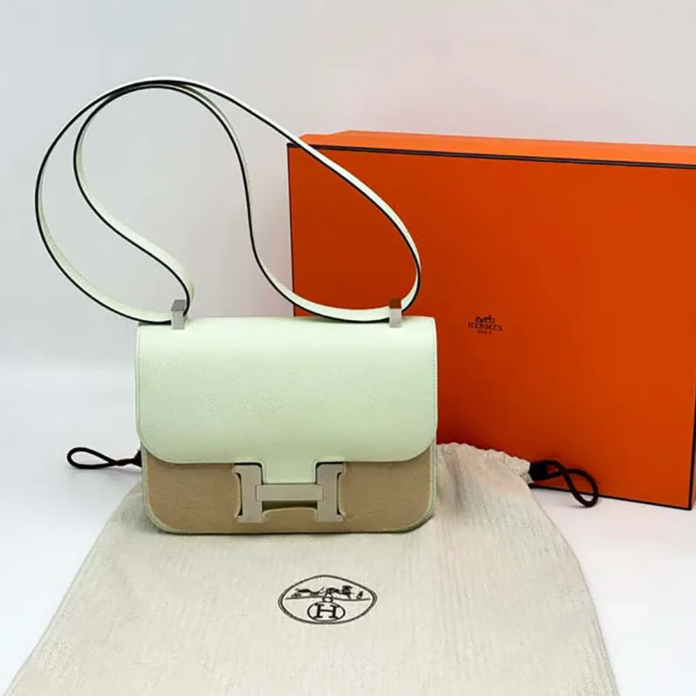 Hermes Constance 24 Bag Epsom Leather for Women in Lime/Silver Hermes Constance 24 Bag Epsom Leather for Women in Lime/Silver