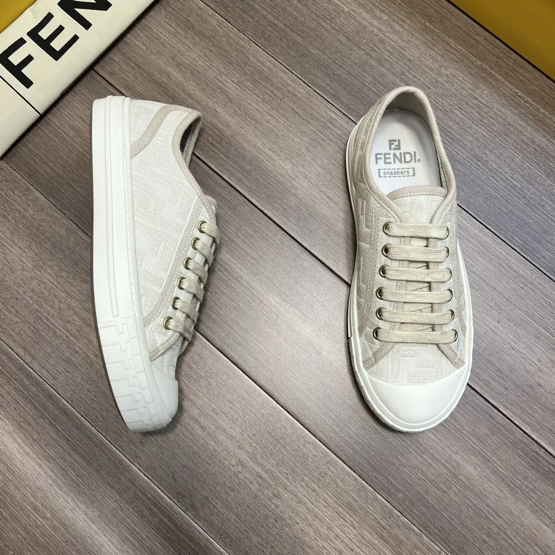 Fendi FD Domino Fabric Low-Tops Sneakers White 7E1553AK1PF1GQF Fendi FD Domino Fabric Low-Tops Sneakers White 7E1553AK1PF1GQF
