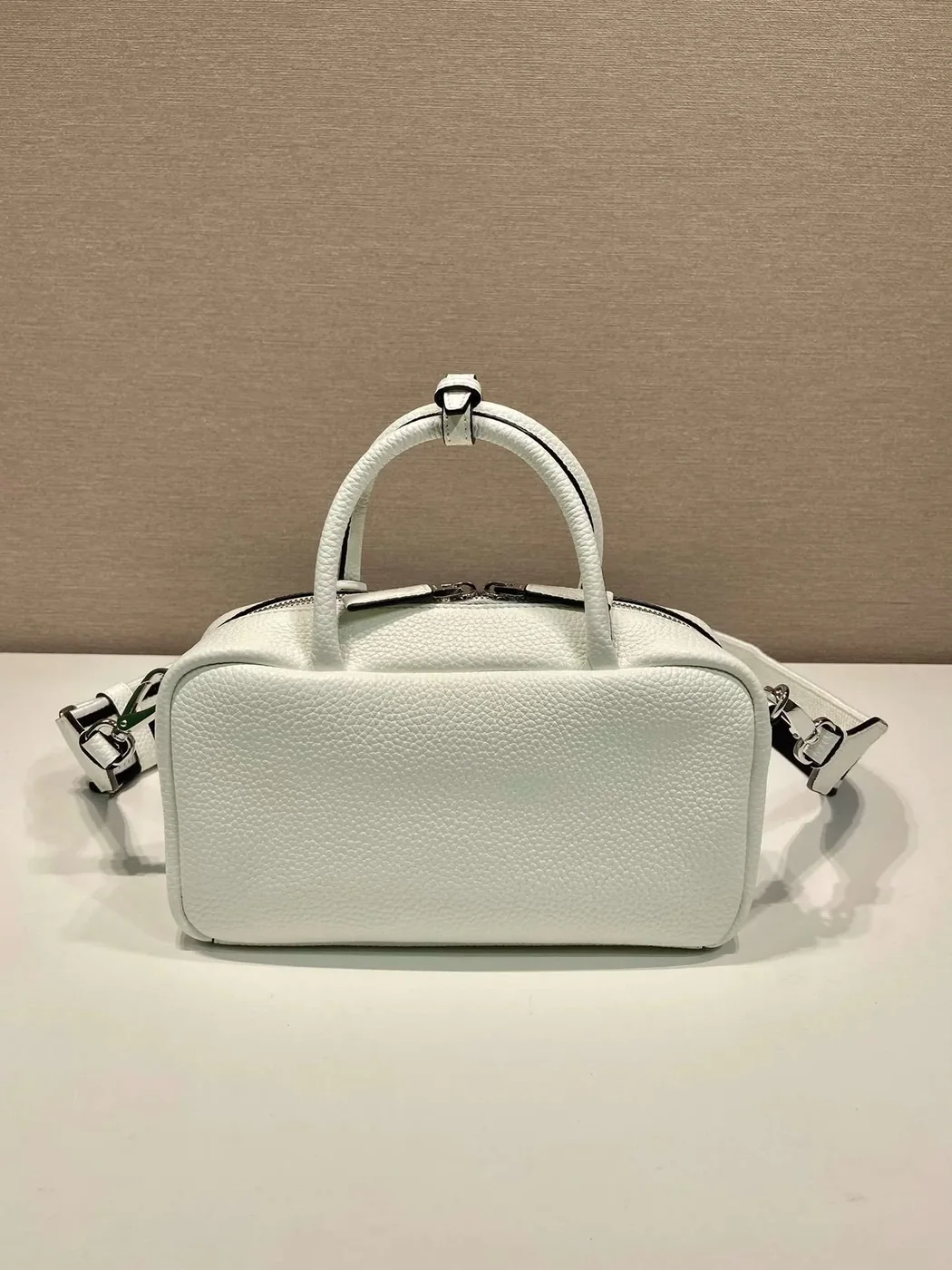Prada Top-Handle Bag Brown/White/Green Khaki / 1BB102_2DKV_F02Z8_V_3OO Prada Top-Handle Bag Brown/White/Green Khaki / 1BB102_2DKV_F02Z8_V_3OO