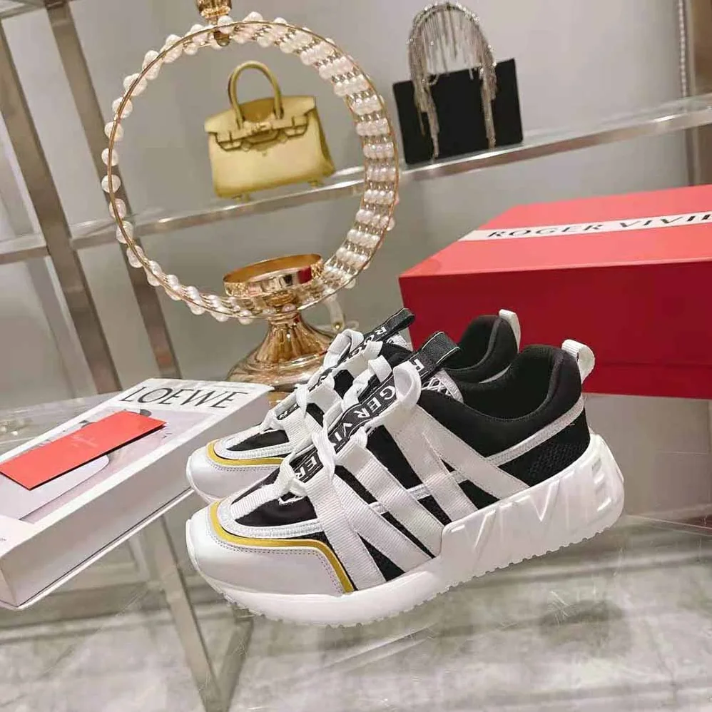 Roger Vivier Viv Go Lace Up Sneakers in Technical Fabrics for Women in Black