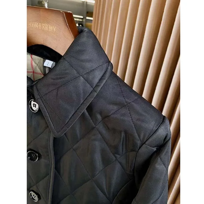 Burberry BBR Black Diamond Quilted Thermoregulated Jacket for Women