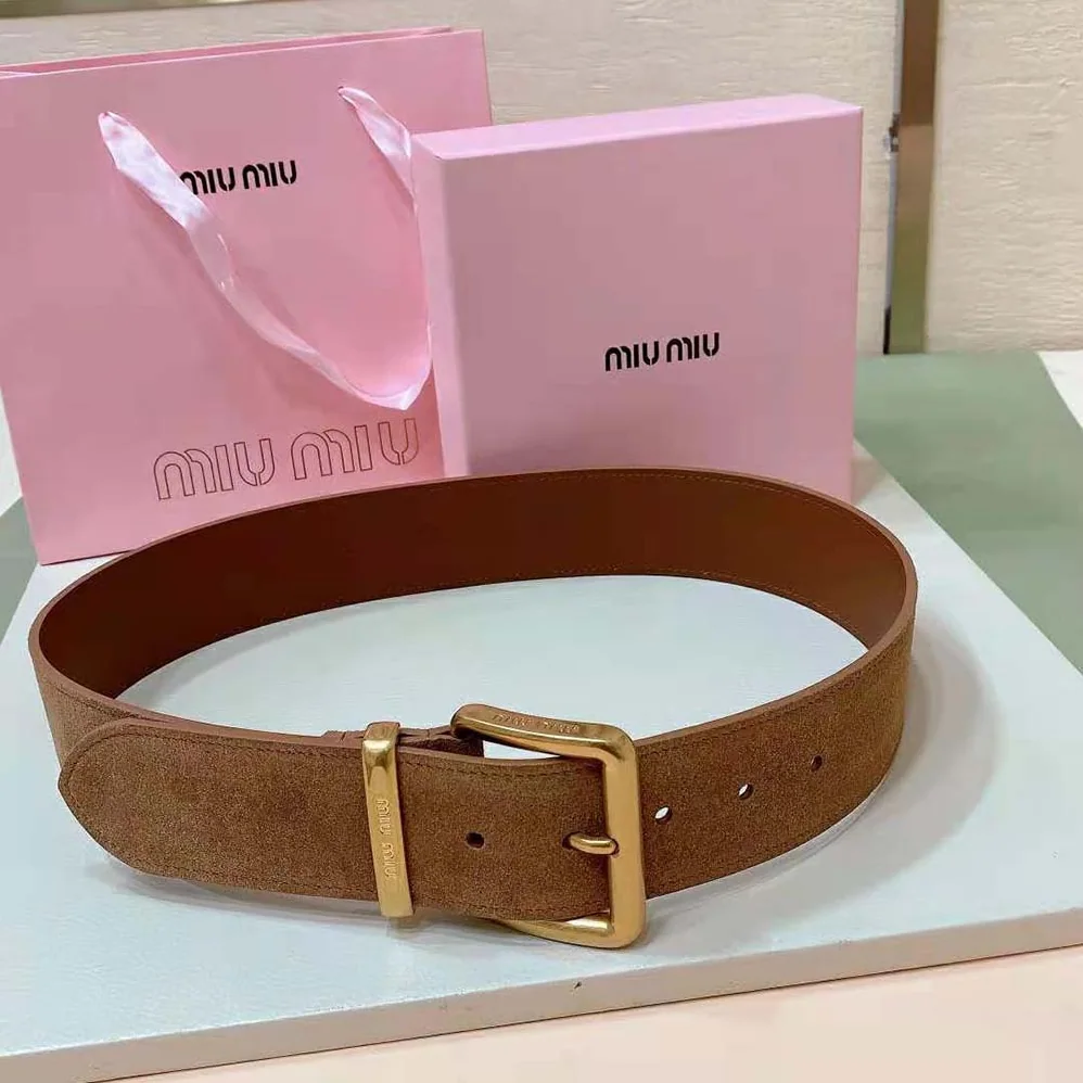 Miu Miu Suede Belt-Brown 5CC589_054_F0401 for Women Miu Miu Suede Belt-Brown 5CC589_054_F0401 for Women