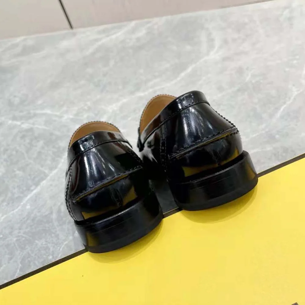 Fendi Black Leather Loafers with Fendi O'Lock Motif for Men Fendi Black Leather Loafers with Fendi O'Lock Motif for Men