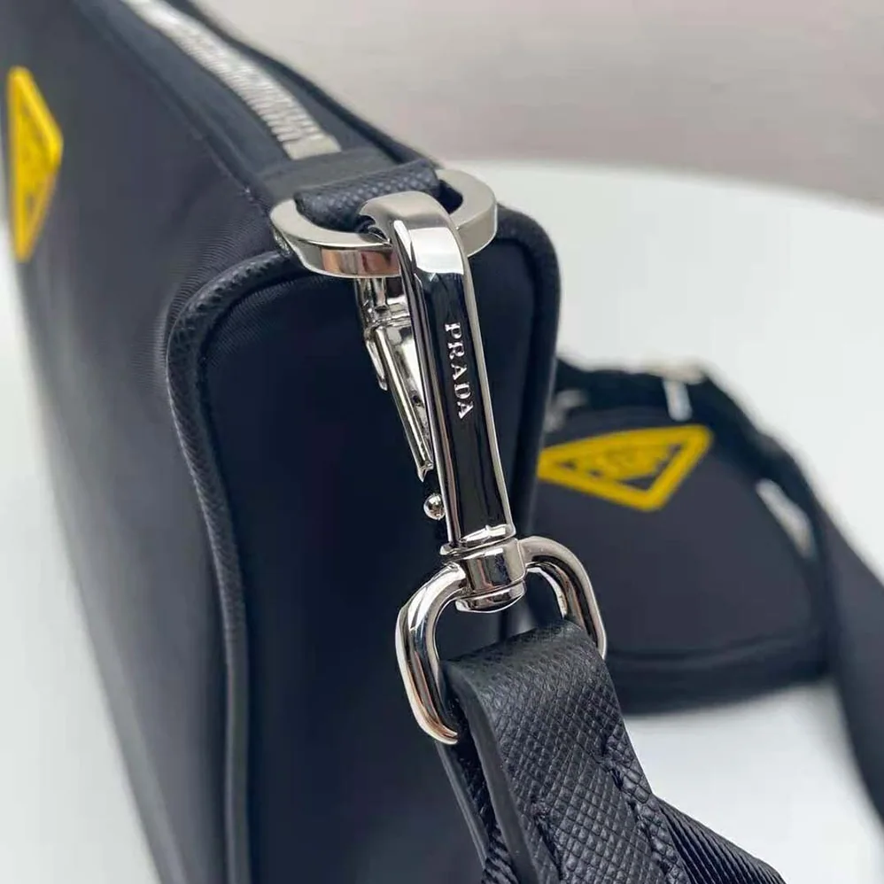 Prada Nylon Cross-Body Bag with External Zipper Pocket for Men in Black