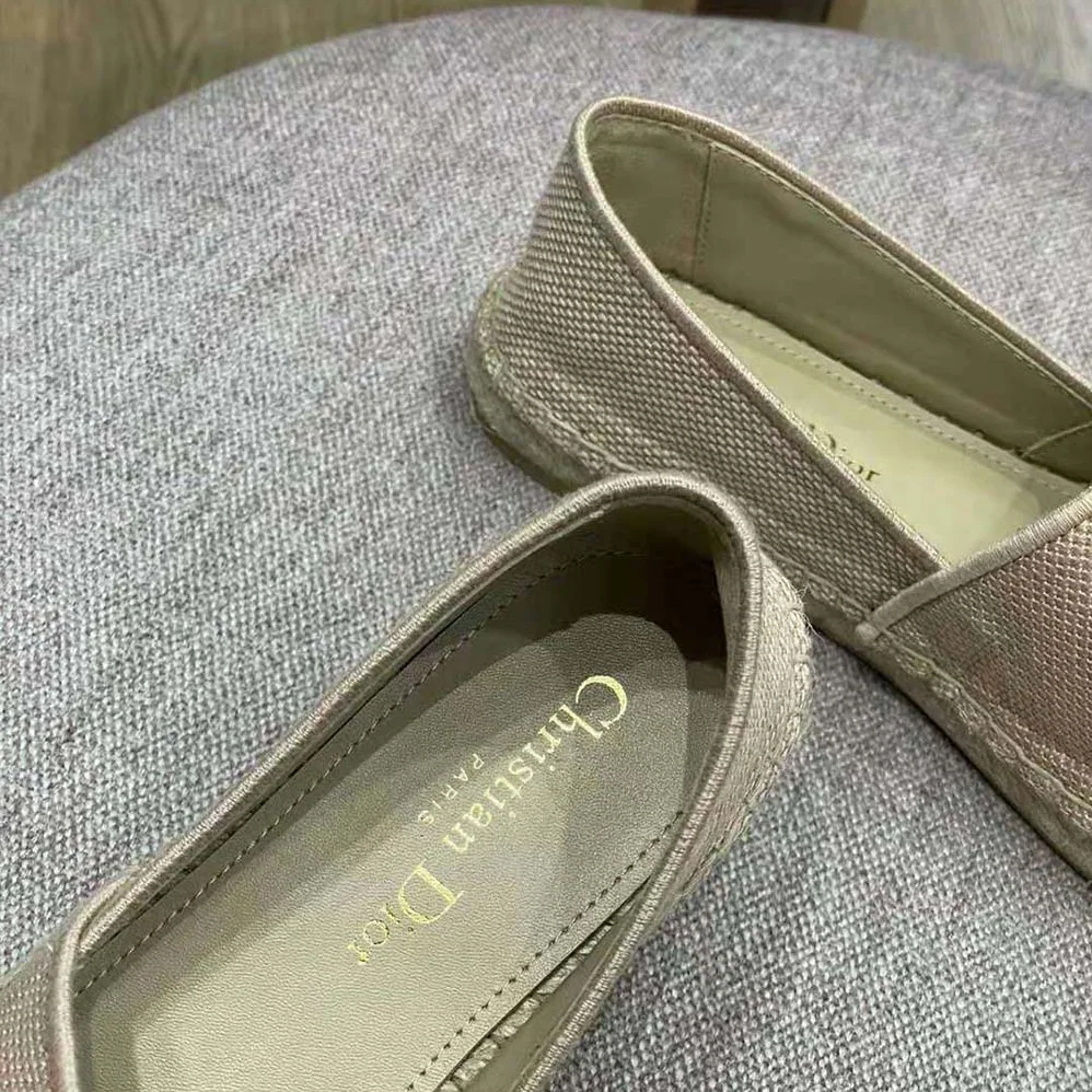 Dior Granville Espadrille Beige Jute Canvas Embroidered with Dior Union Motif for Women Dior Granville Espadrille Beige Jute Canvas Embroidered with Dior Union Motif for Women