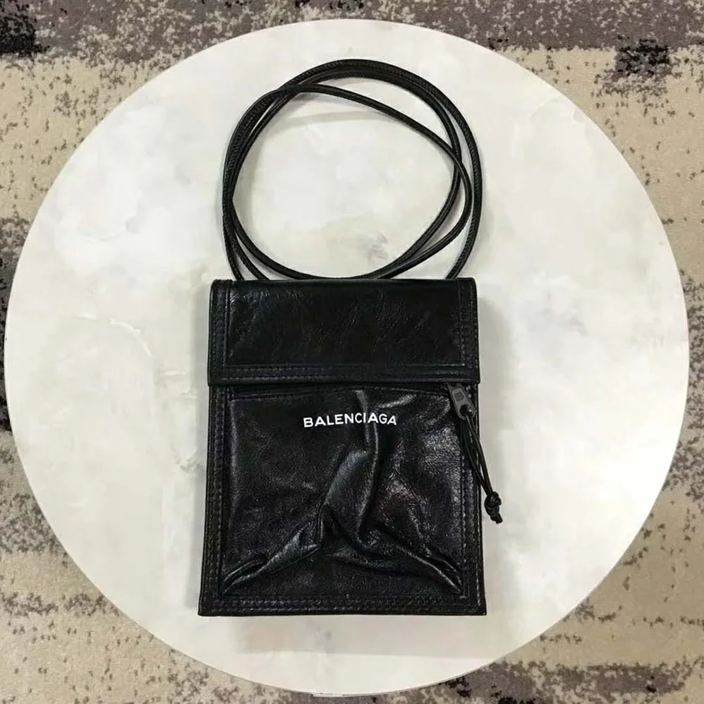 Balenciaga Explorer Pouch Strap in Leather for Men in Black Balenciaga Explorer Pouch Strap in Leather for Men in Black