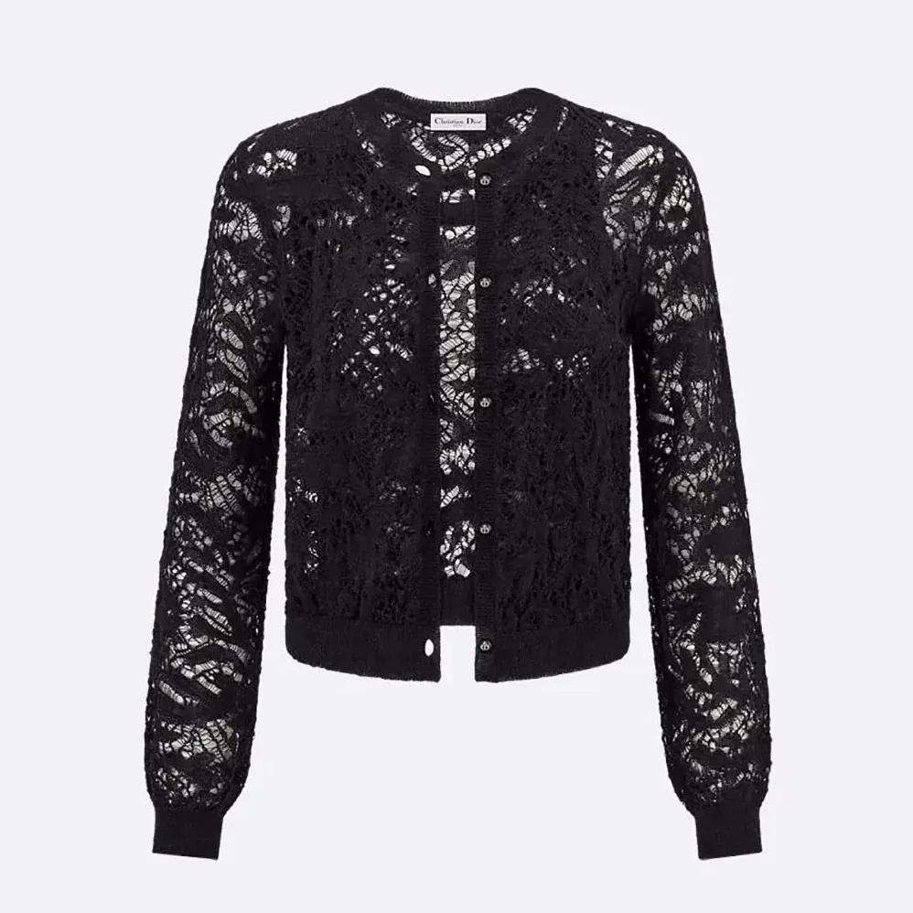 Dior Twinset Black Mohair and Wool Blend Lace for Women Dior Twinset Black Mohair and Wool Blend Lace for Women