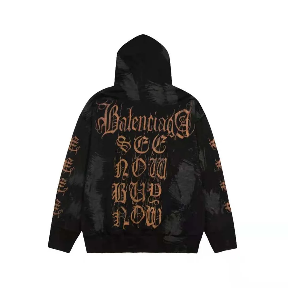 Balenciaga Heavy Metal Zip-Up Hoodie Small Fit in Black Curly Fleece for Women Balenciaga Heavy Metal Zip-Up Hoodie Small Fit in Black Curly Fleece for Women