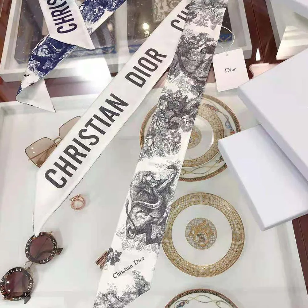 Dior Toile DE Jouy Mitzah Scarf Silk Twill for Women in Silver