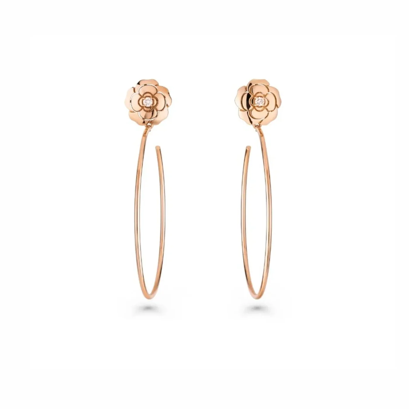 Chanel Extrait De Camélia Hoop Earrings Rose Gold Chanel Extrait De Camélia Hoop Earrings Rose Gold