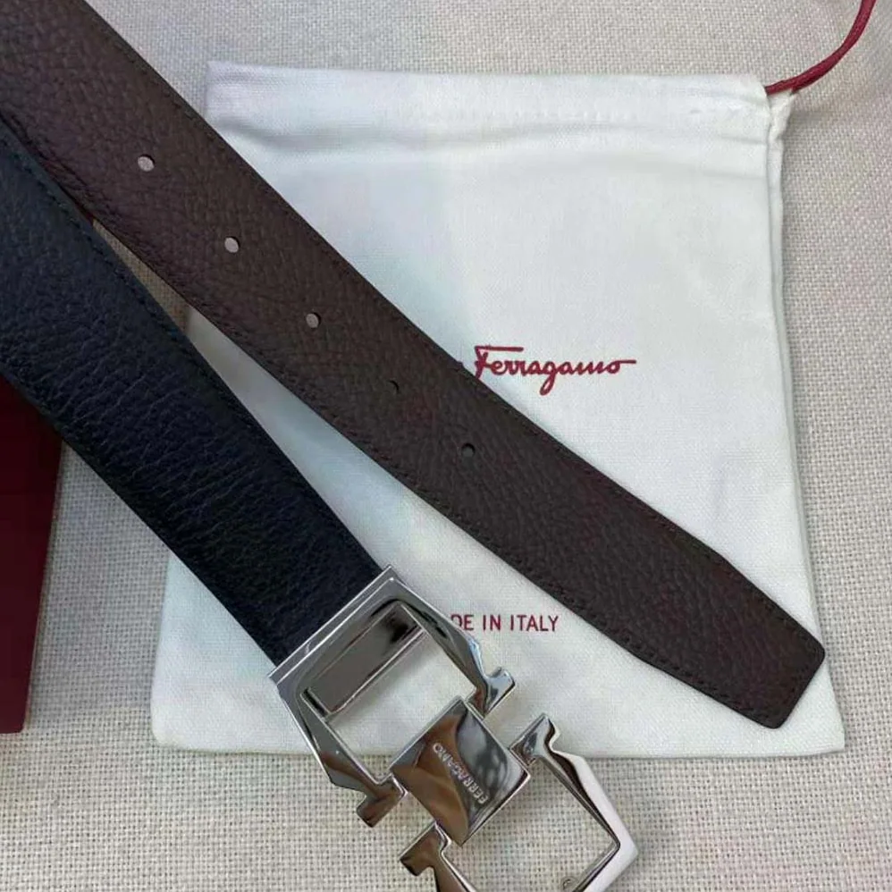 Salvatore Ferragamo Reversible and Adjustable Gancini Belt for Men in Silver