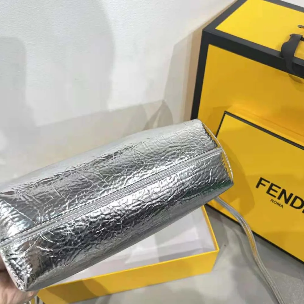Fendi First Small Silver Laminated Leather Bag for Women Fendi First Small Silver Laminated Leather Bag for Women