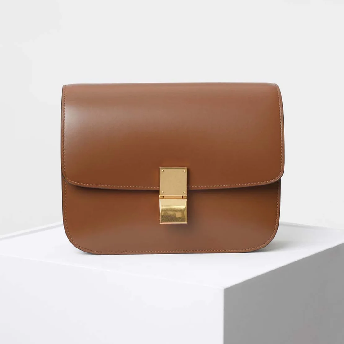 Celine Medium Classic Bag in Box Calfskin Leather in Brown Celine Medium Classic Bag in Box Calfskin Leather in Brown