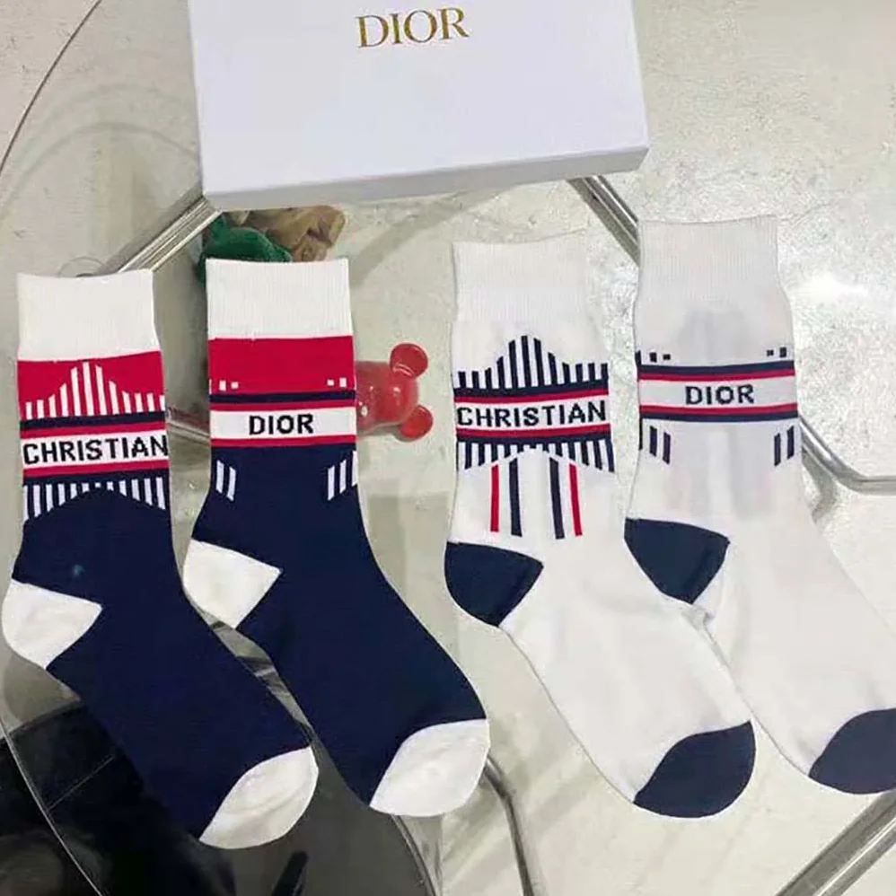 Dior Socks White and Ecru Dior Oblique Cotton Blend for Women Dior Socks White and Ecru Dior Oblique Cotton Blend for Women