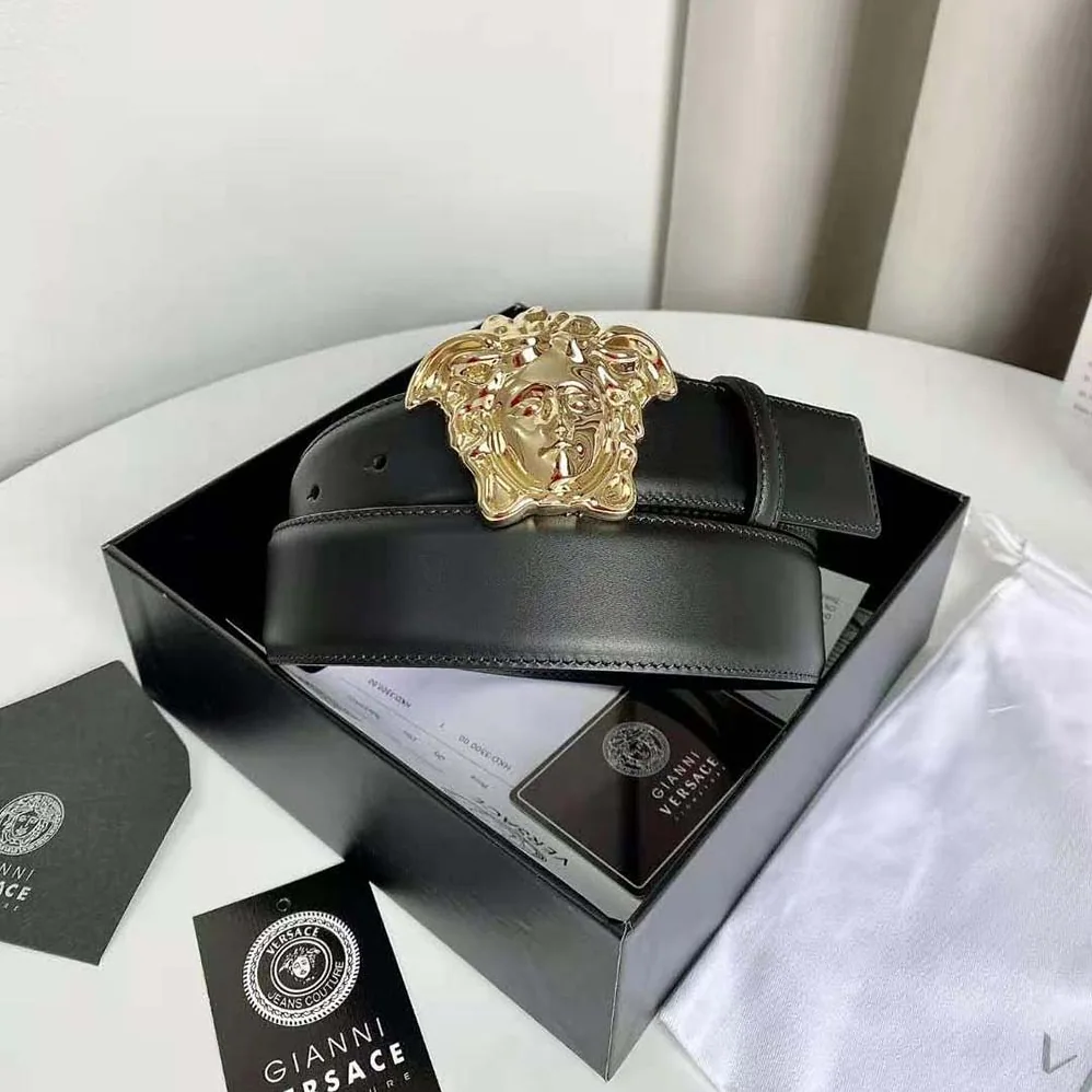 Versace La Medusa Leather Belt for Unisex in Black