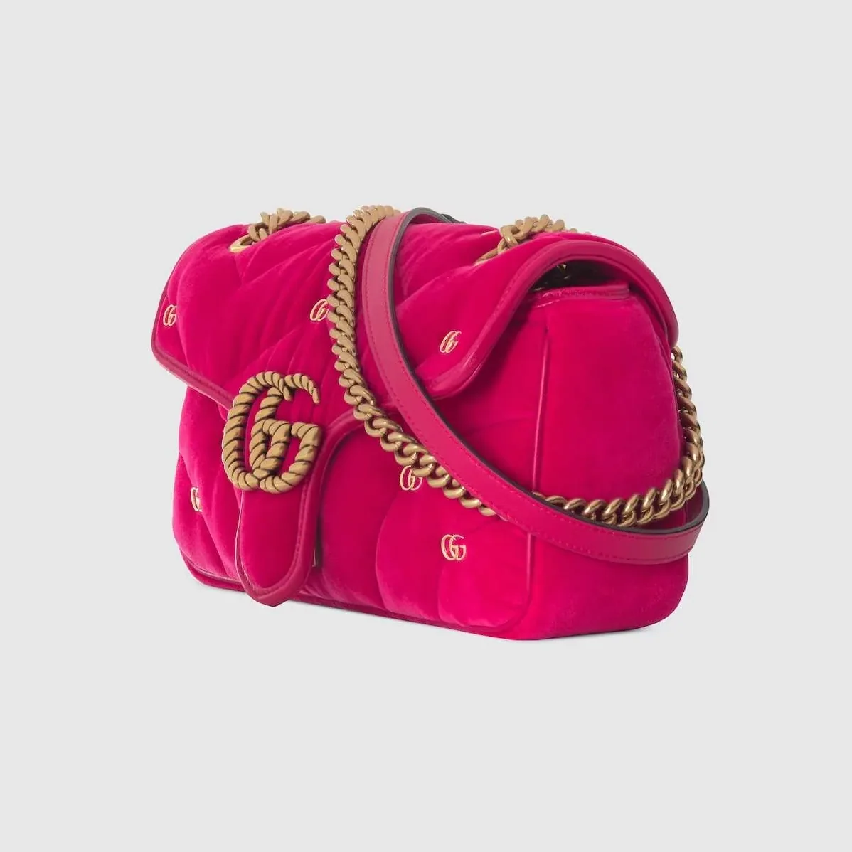Gucci GG Marmont Small Dark Pink Shoulder Bag FACK2 5650- 10 Inches/