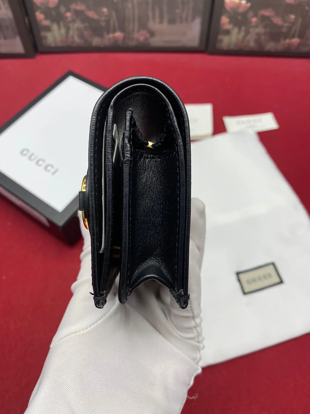 Gucci Horsebit 1955 Card Case Wallet Black Wallet / GG for Women Gucci Horsebit 1955 Card Case Wallet Black Wallet / GG for Women