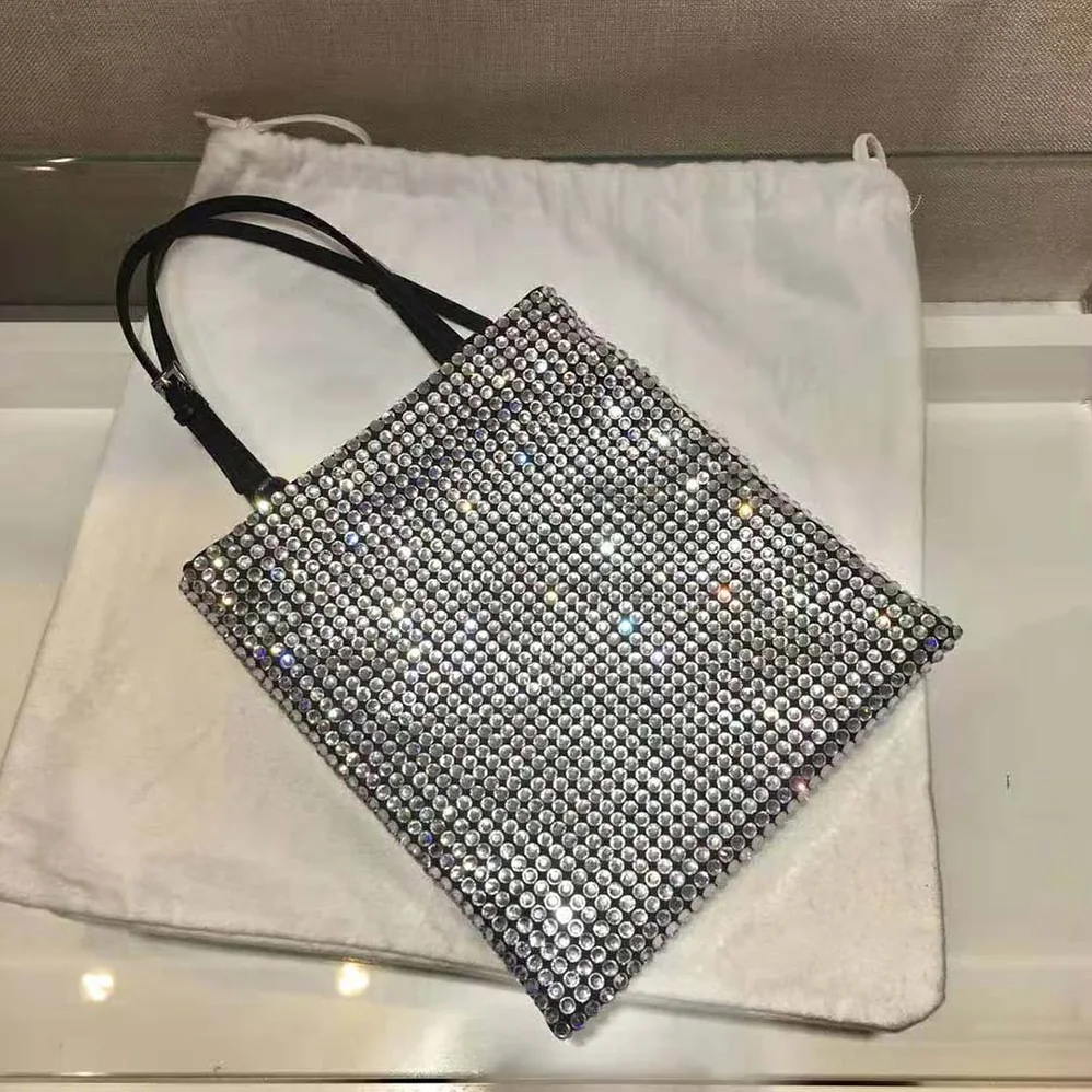 Prada Satin Handbag with Crystals for Women in Black