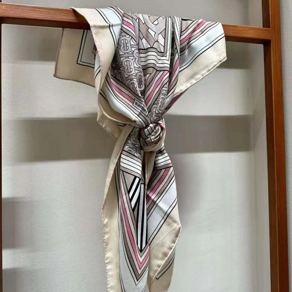 Burberry Montage Print Silk Square Scarf for Women in Pink Burberry Montage Print Silk Square Scarf for Women in Pink