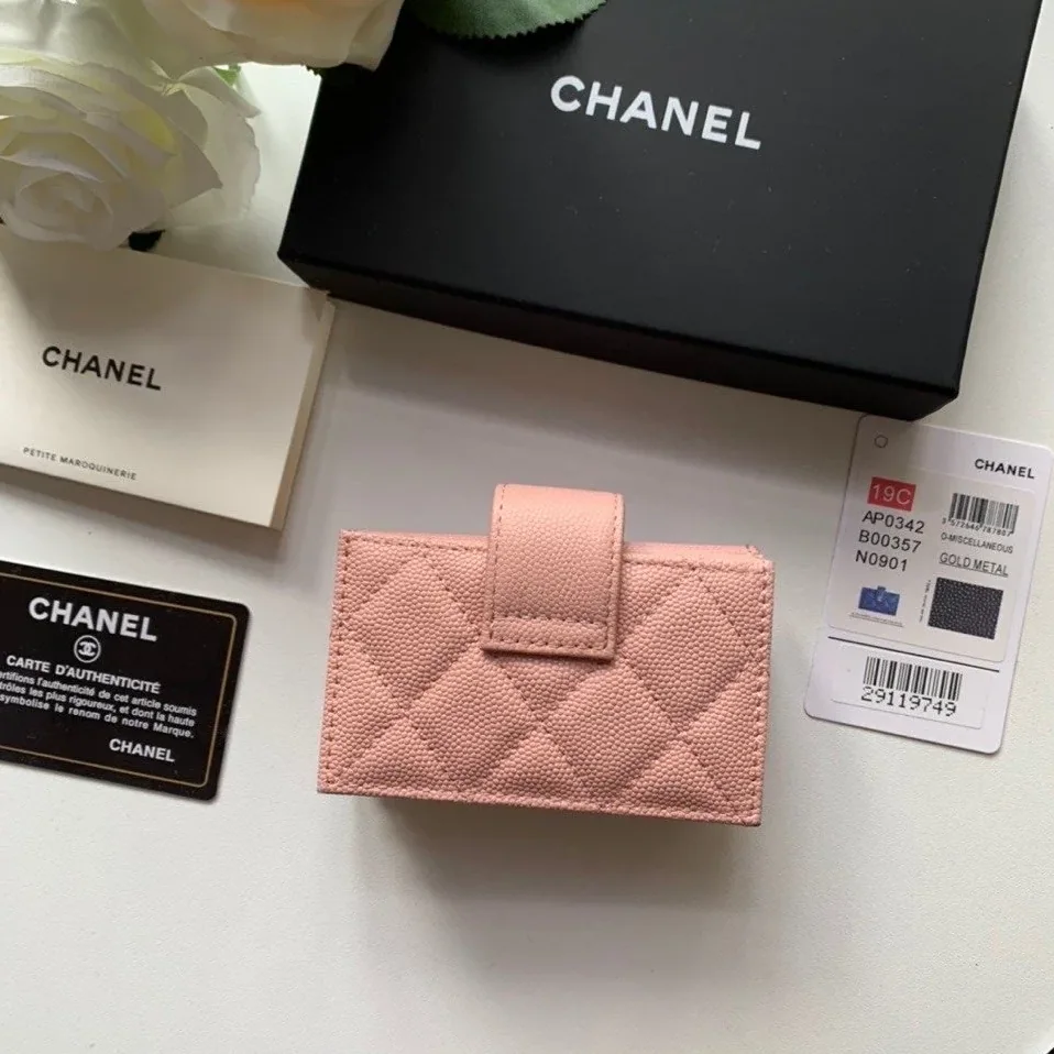Chanel CO-CO Card Holder Wallet Pink Gold Toned Hardware / Chanel CO-CO Card Holder Wallet Pink Gold Toned Hardware /