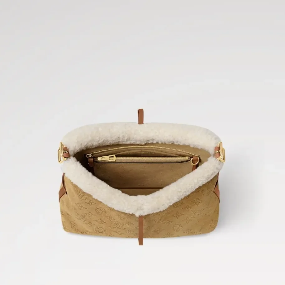 Louis Vuitton CarryAll PM Shoulder Bag in Beige Gold Hardware