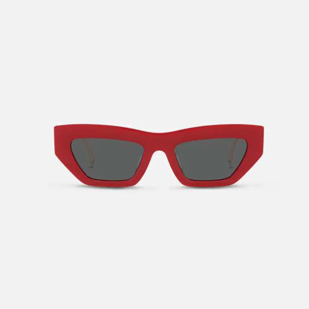 Versace 90s Vintage Logo Cat-Eye Sunglasses for Women in Red