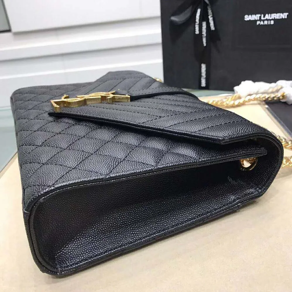 Saint Laurent YSL Envelope Medium Bag Grain De Poudre Embossed for Women