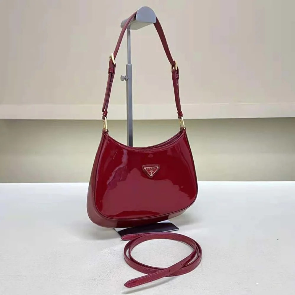 Prada Cleo Patent Leather Bag for Women in Red
