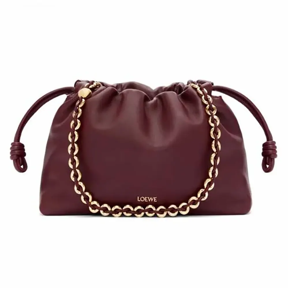 Loewe Medium Flamenco Purse in Mellow Nappa Lambskin for Unisex in Dark Burgundy