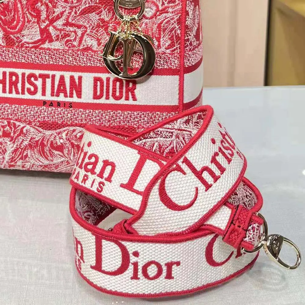 Dior Medium Lady D-Lite Bag Raspberry Toile de Jouy Reverse Embroidery for Women Dior Medium Lady D-Lite Bag Raspberry Toile de Jouy Reverse Embroidery for Women