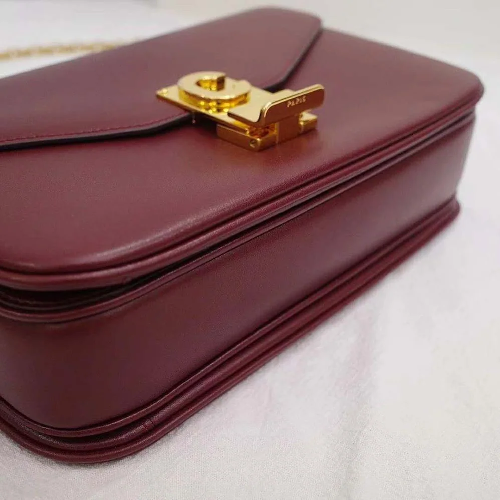 Celine Medium C Bag in Shiny Calfskin Leather for Women in Maroon Celine Medium C Bag in Shiny Calfskin Leather for Women in Maroon