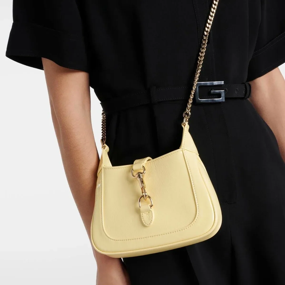 Gucci Jackie Notte Mini Crossbody Bag in Light Yellow Gold Hardware