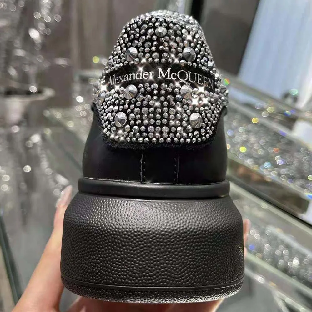 Alexander Mcqueen Oversized Sneaker Black Smooth Calf Leather for Women