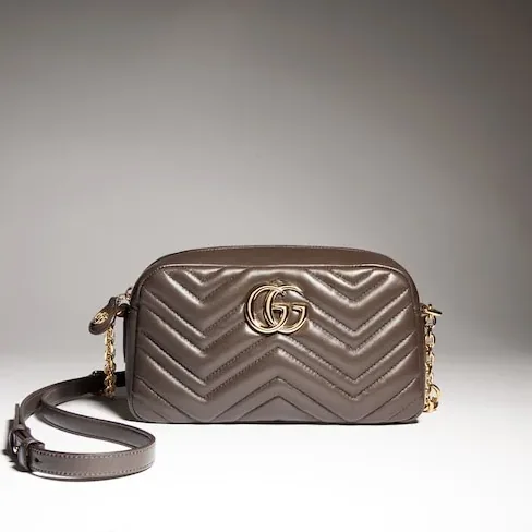 Gucci Marmont Camera Small Shoulder Bag in Dark Taupe Gold Hardware Gucci Marmont Camera Small Shoulder Bag in Dark Taupe Gold Hardware