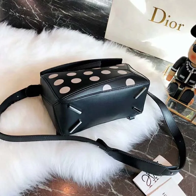 Loewe Puzzle Dots Bag Black for Women in Greige