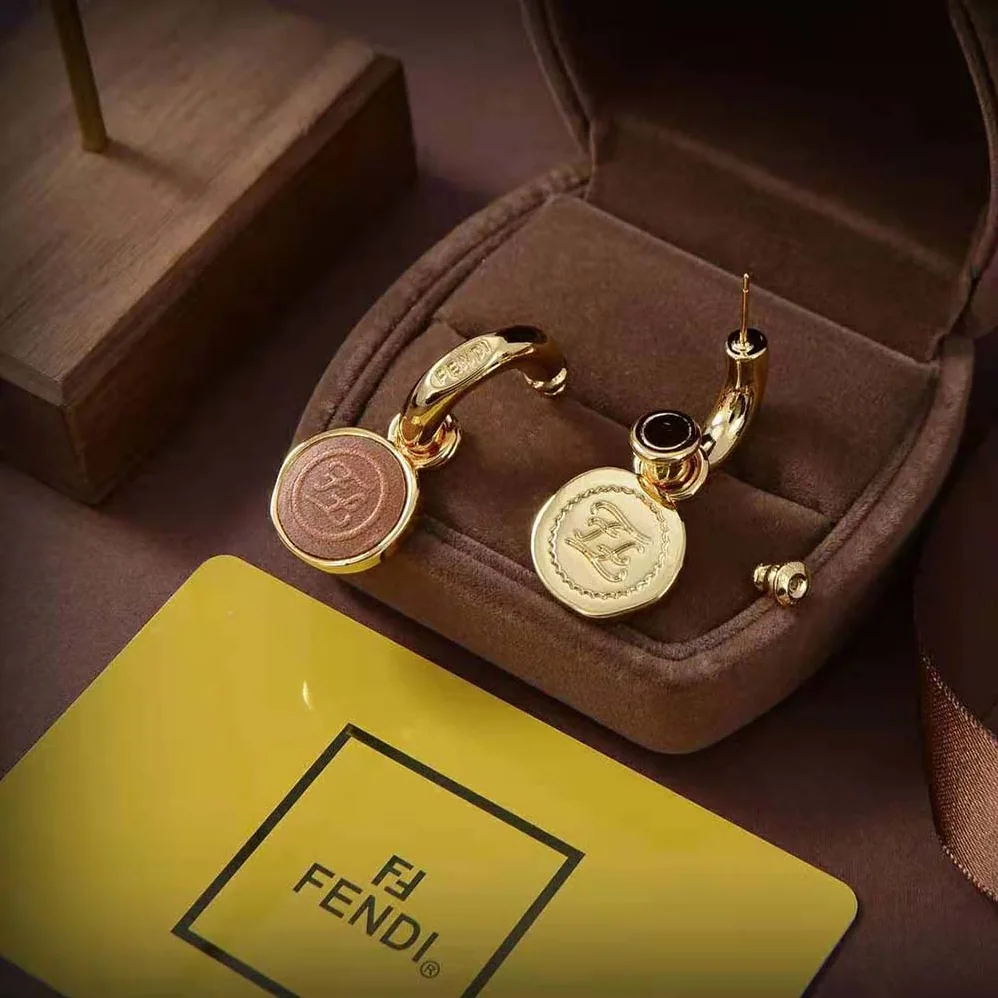 Fendi Karligraphy Earrings Gold for Women in Colored