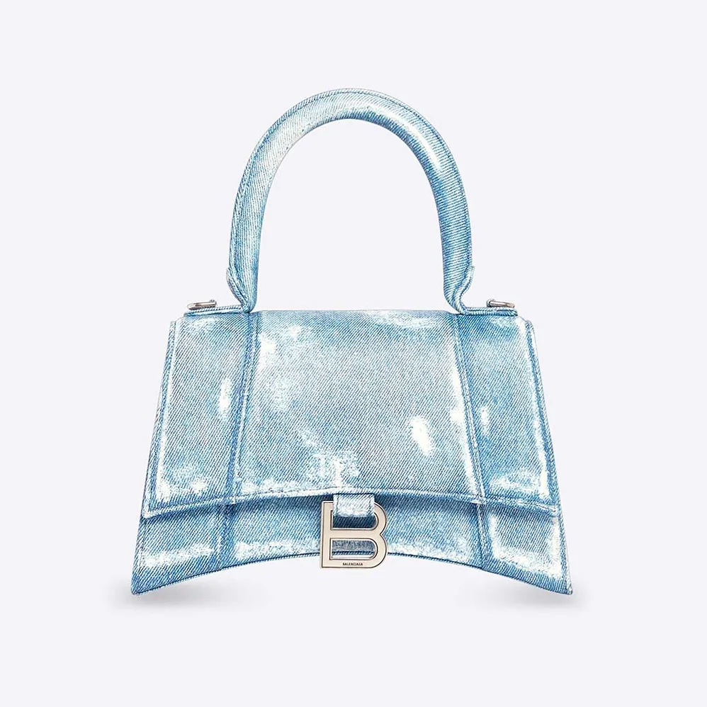 Balenciaga Hourglass Small Handbag Denim Printed in Indigo for Women in Blue Balenciaga Hourglass Small Handbag Denim Printed in Indigo for Women in Blue
