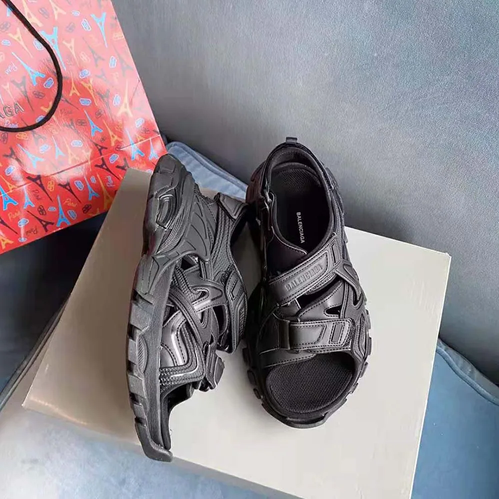 Balenciaga Track Sandal in Black Neoprene and Rubber for Women