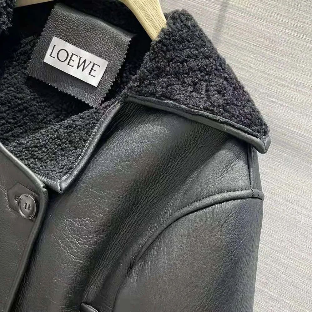 Loewe Deconstructed Jacket in Shearling for Women in Black Loewe Deconstructed Jacket in Shearling for Women in Black
