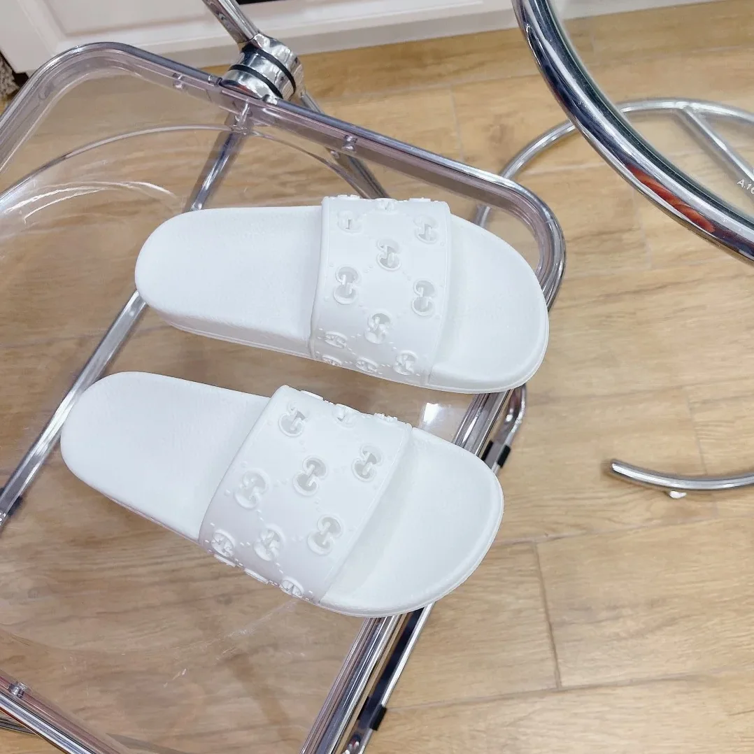 Gucci Rubber GG Slide Sandals White for Women Gucci Rubber GG Slide Sandals White for Women