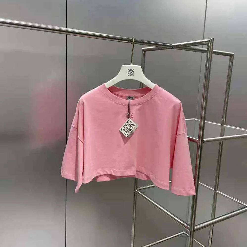 Loewe Cropped Anagram T-shirt in Cotton for Women in Pink